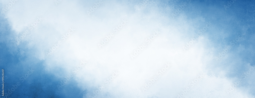 Blue watercolor borders with white cloudy center background