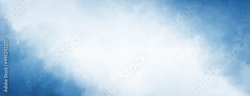 Blue watercolor borders with white cloudy center background