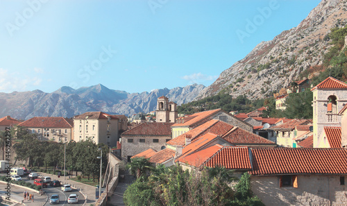 View from the hill to the town of Kotor in Montenegro