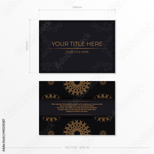 Dark postcard design with abstract vintage mandala ornament. Can be used as background and wallpaper. Elegant and classic vector elements are great for decoration.