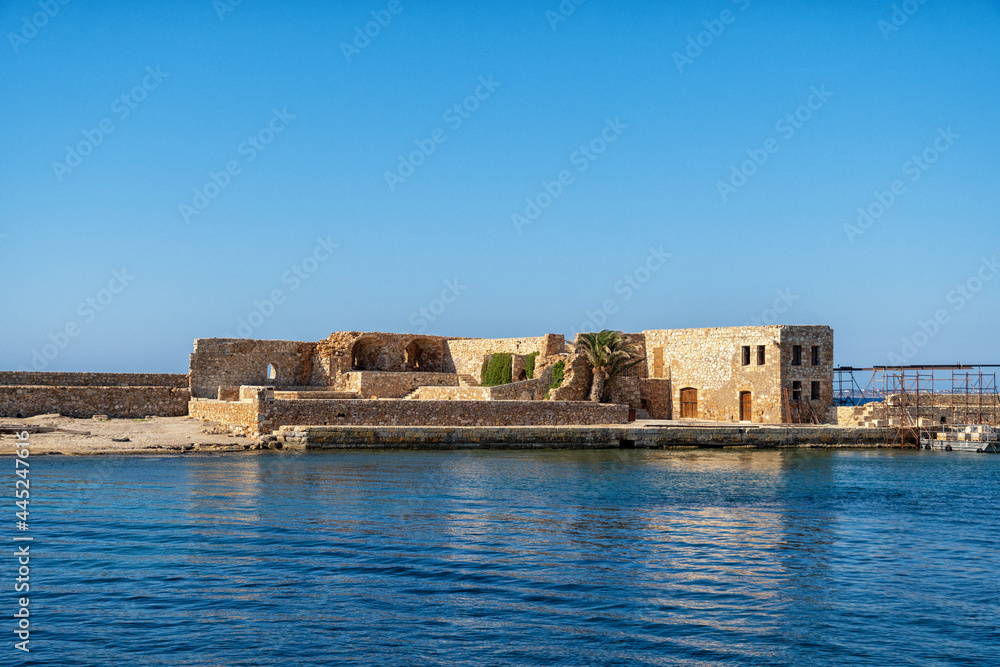historic building in the port of Chania on the Greek island of Crete