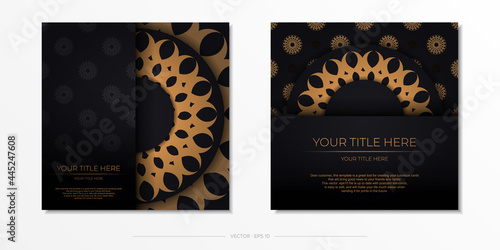 Dark invitation card design with abstract vintage ornament. Elegant and classic vector elements are great for decoration.