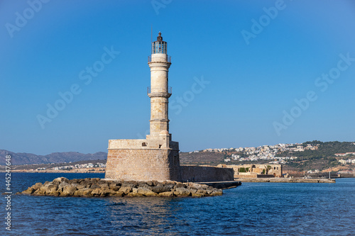 Lighthouse in the Venetian port of Chania on the island of Crete