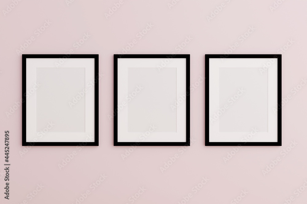 Blank picture frame mock up on the pink wall. 3d rendering. Blank picture frame mock up on the pink wall. 3d rendering.