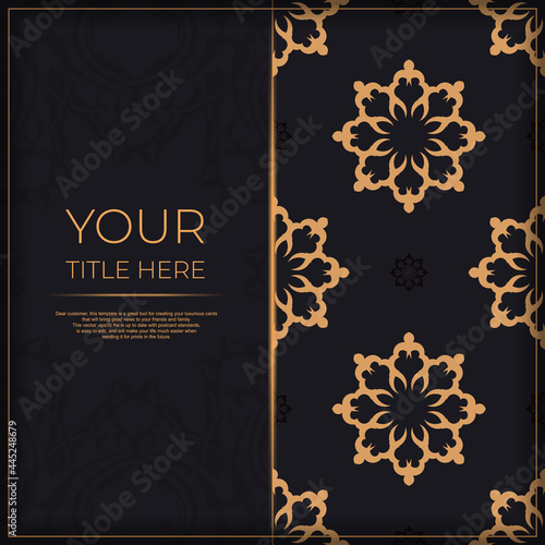 Dark postcard design with abstract vintage ornament. Elegant and classic vector elements are great for decoration.