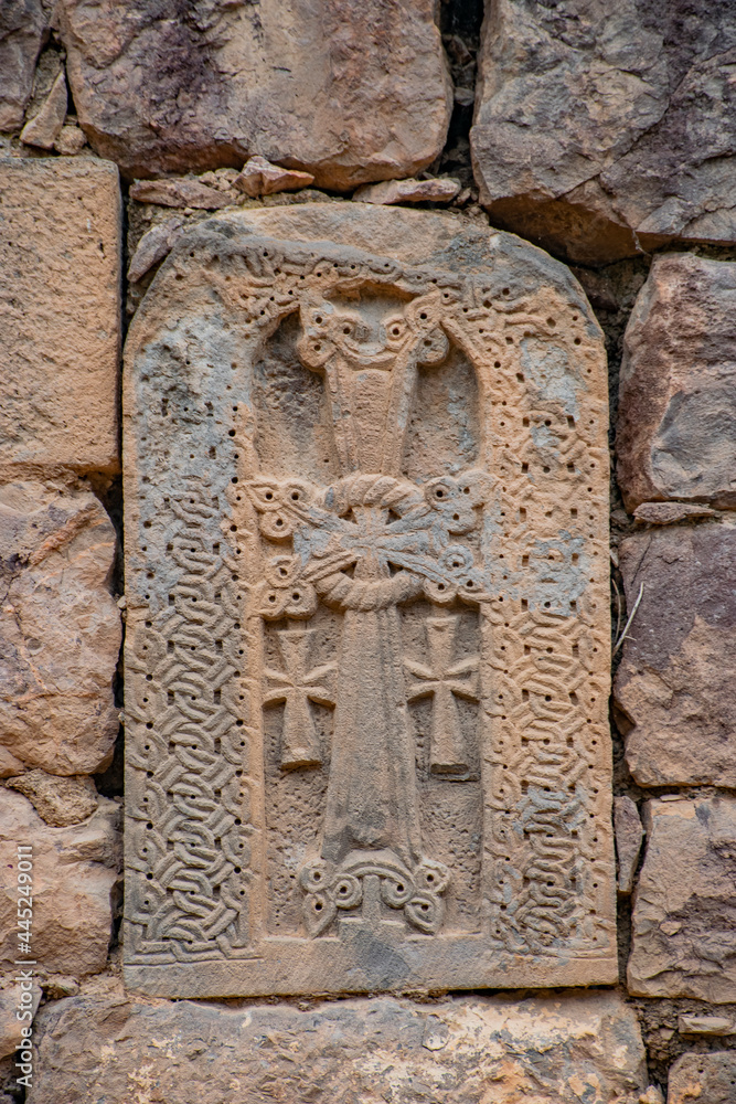 stone carving of a temple