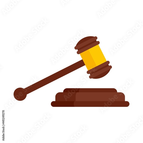 Judge gavel icon flat isolated vector