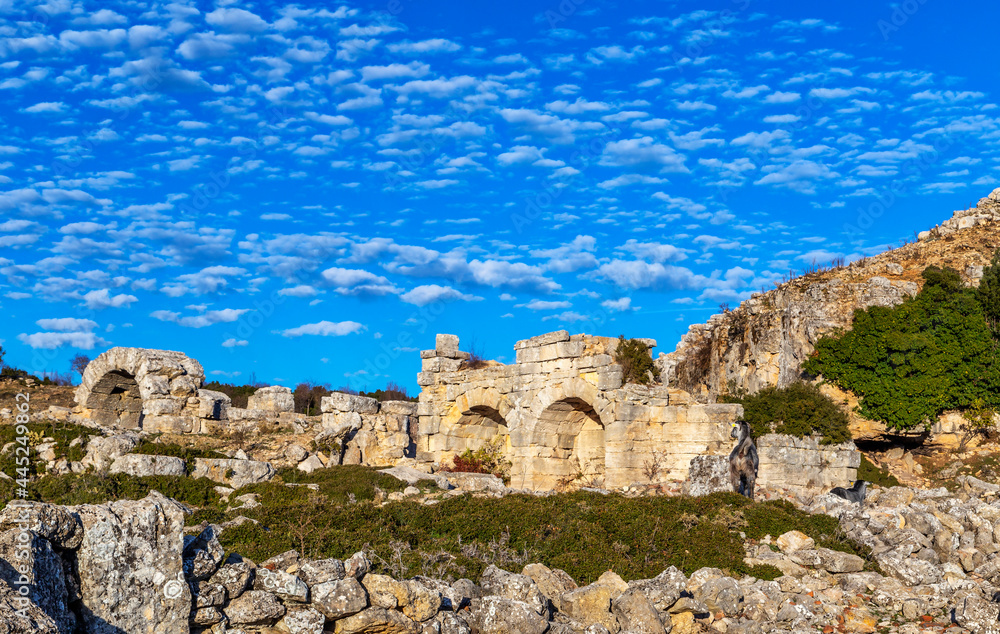 Ancient City of Cremna. It is in Çamlık Town, 10 km east of Bucak.