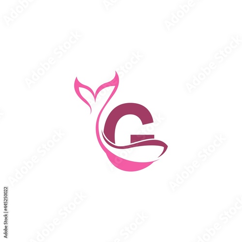 Letter G with mermaid tail icon logo design template