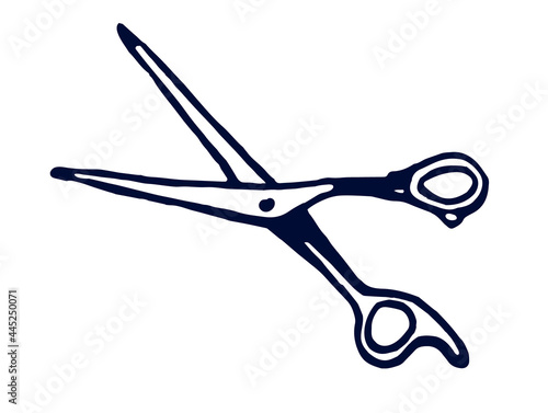scissors drawn in the doodle style, isolated on a white background