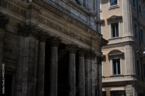 Ancient Rome palace near modern palace in Rome  Italy