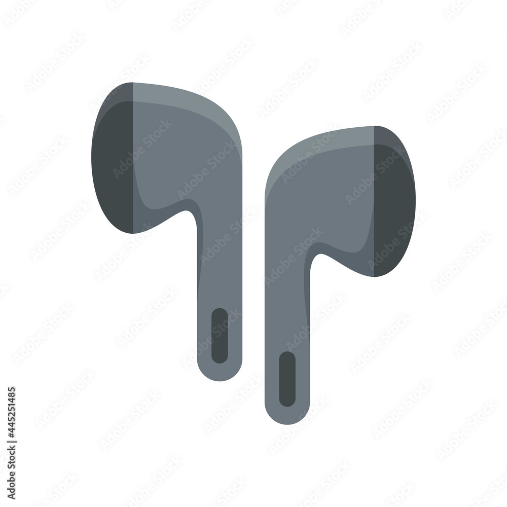 Wireless earbuds accessory icon flat isolated vector Wireless earbuds accessory icon flat isolated vector