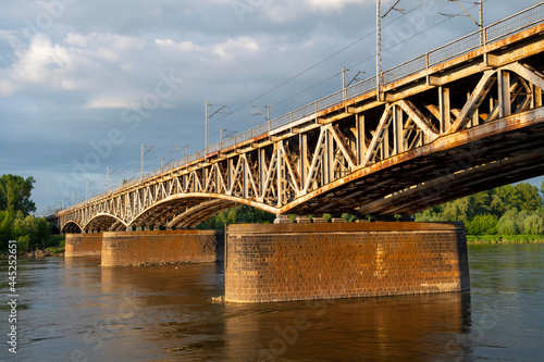 Fototapeta Naklejka Na Ścianę i Meble -  The rail bridge over the Vistula River in Warsaw
