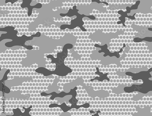 Print camouflage gray background, army pattern repeat pattern. Stylish digital design