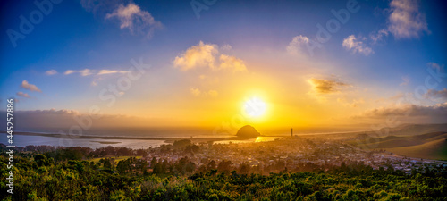 Panorama of Sunset over Ocean  Harbor  Rock  City
