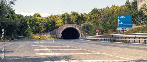 tunnel road along the Sora-Cassino road near Atina town in the Italian Lazio region photo
