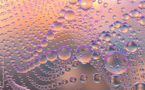Abstract composition of spheres and balls in bright multicolored colors. 3d rendering.