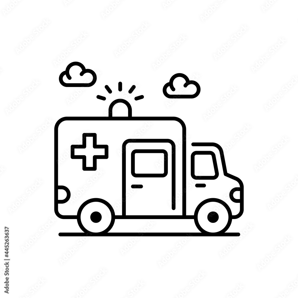 Ambulance Vector outline icon style illustration. EPS 10 file