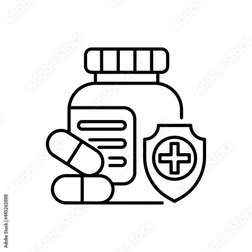 Pills Vector outline icon style illustration. EPS 10 file