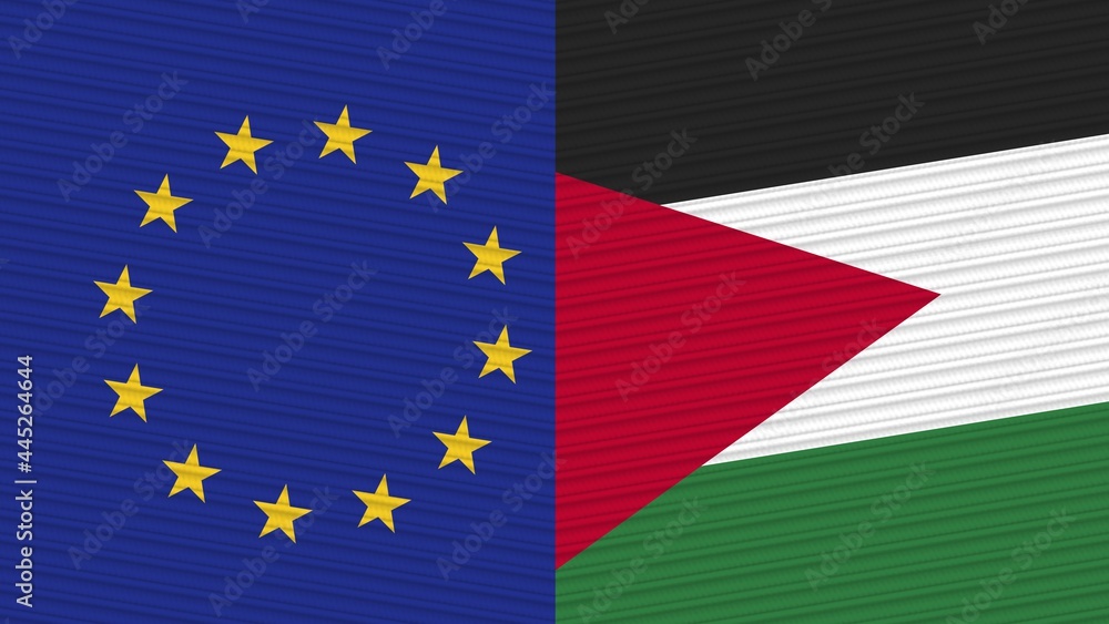 Jordan and European Union Two Half Flags Together Fabric Texture Illustration