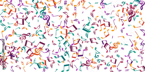 Musical notes cartoon vector backdrop. Melody