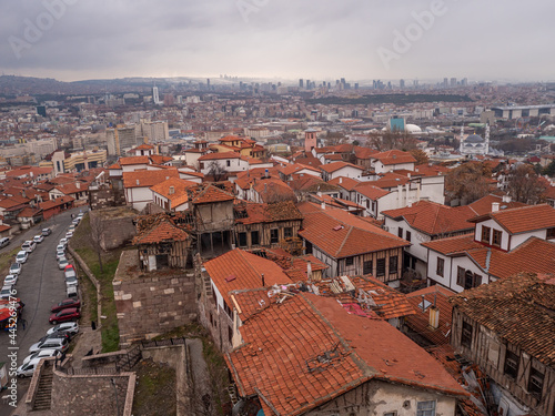 View of the Turkish capital Ankara from the castle on top.