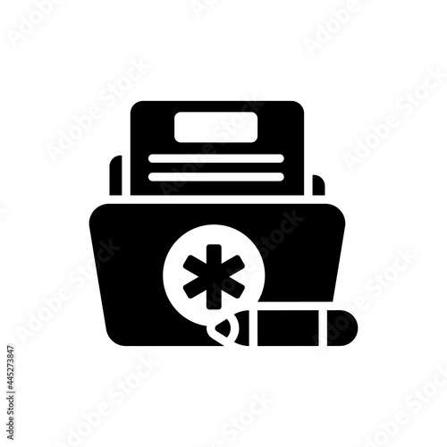 Medical record Vector Solid icon style illustration. EPS 10 file