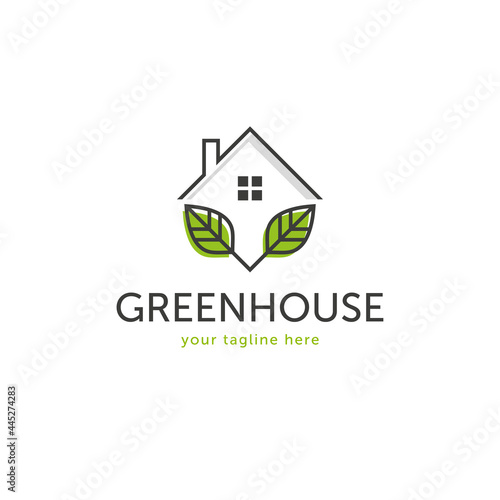 Eco friendly home icon, green house vector logo.