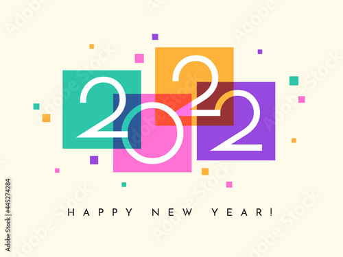 Happy New Year 2022 banner, calendar, greeting card.