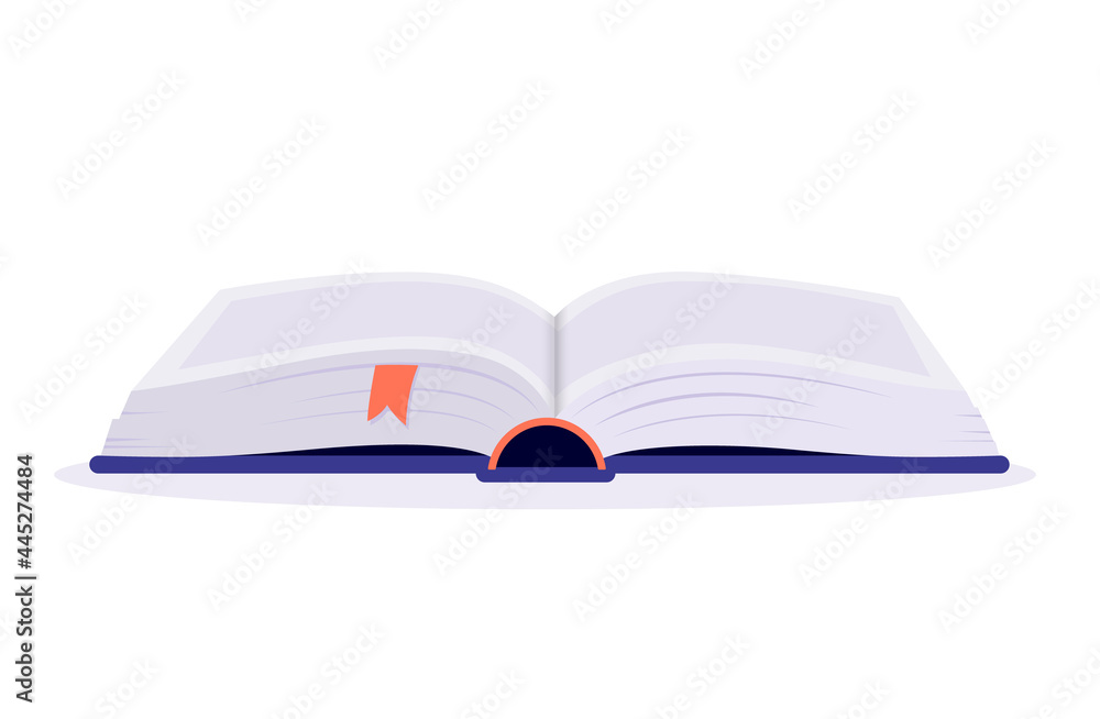 Open book vector illustration - Textbook lying in perspective. Flat design and white background. Open book vector illustration - Textbook lying in perspective. Flat design and white background.