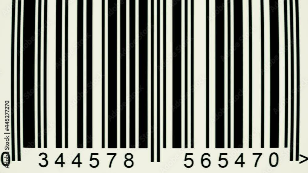seamless looping animation of electronic barcode scanner process with red laser. fast changing labels digits. concept of business and consumerism