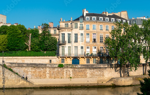Photography France, Paris, riverside buildings on the island Ile Saint Louis