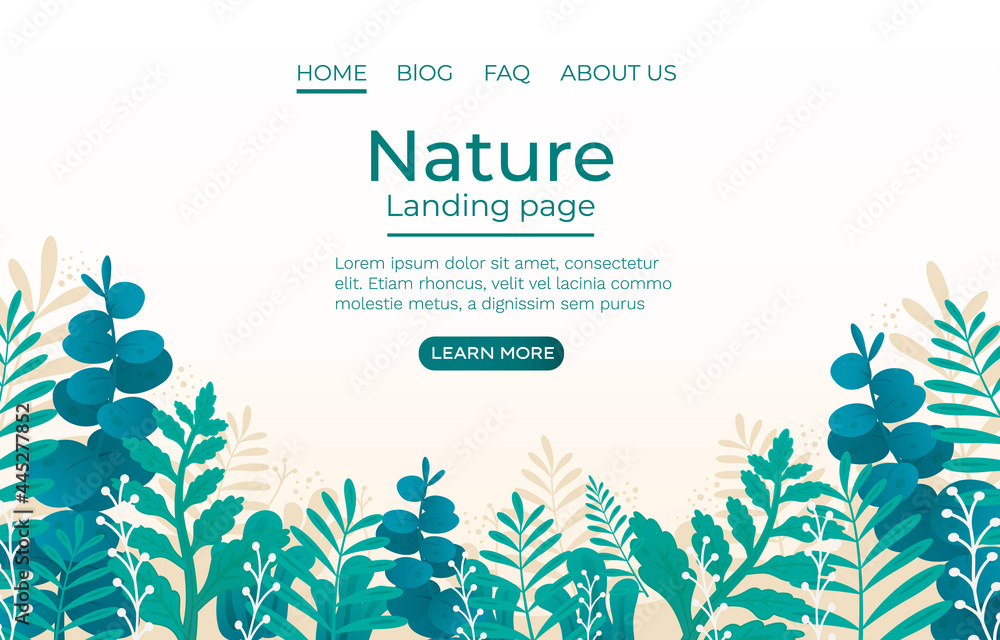 Vegetation of tropical forests of nature, Landing page. Vector