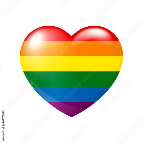 Heart icon with rainbow flag. Lgbtq rainbow heart. Pride Transgender, gay and lesbian community symbol. Love freedom. Vector illustration EPS10 photo