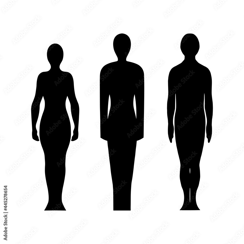 Template of standing people in silhouette style. For design and laser cutting. Vector illustration. Template of standing people in silhouette style. For design and laser cutting. Vector illustration.