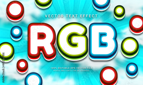 RGB 3D editable text style effect with red, green, blue color