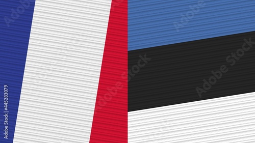 Estonia and France Two Half Flags Together Fabric Texture Illustration