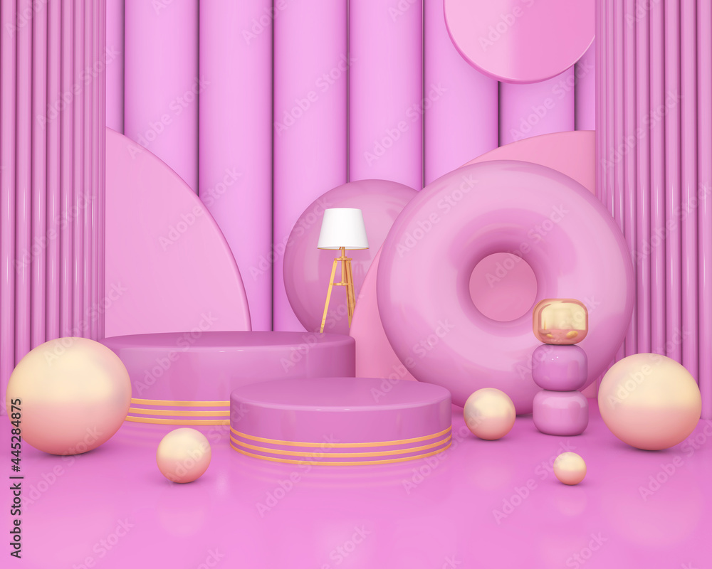 Podium and wall scene abstract background. 3D illustration, 3D rendering	
