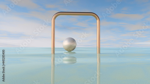 Water with sky background. 3D illustration  3D rendering