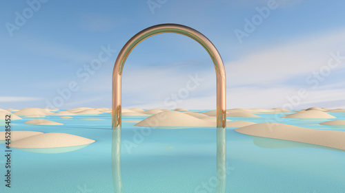 Water with sky background. 3D illustration, 3D rendering 