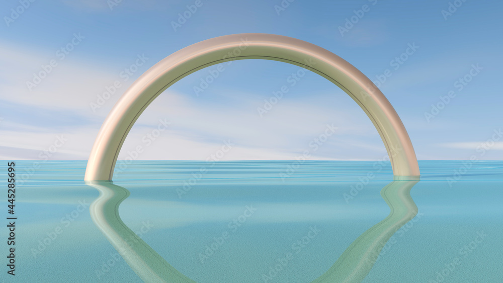 Water with sky background. 3D illustration, 3D rendering