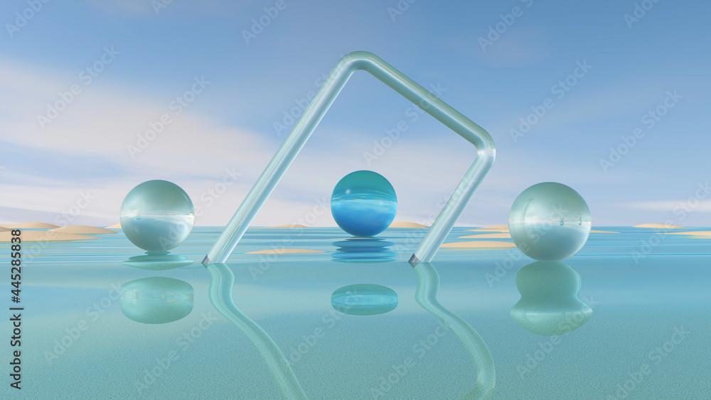 Water with sky background. 3D illustration, 3D rendering
