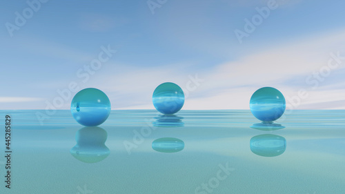 Water with sky background. 3D illustration  3D rendering  