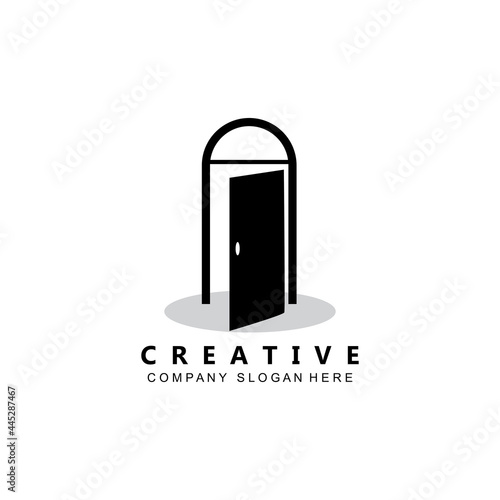 Simple open door logo vector icon symbol