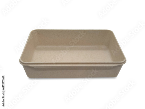 Brown Blank Food Plastic Box Isolated on Background.