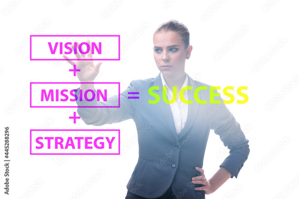 Equation of success with with businesswoman Equation of success with with businesswoman
