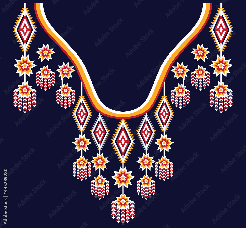Ethnic,neck embroidery,Geometric,tribal,oriental,traditional,necklace design for fashion women
