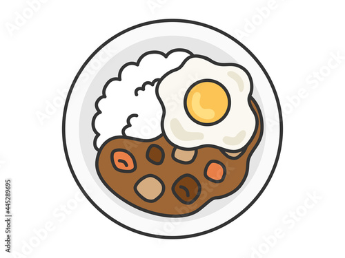 卵をのせたカレーライスのイラスト