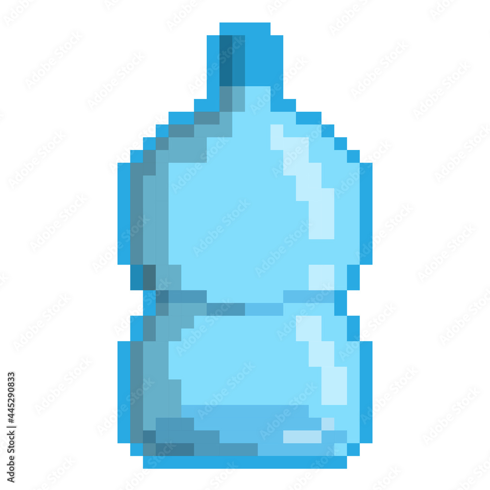 Pixel art bottle water icon illustration vector