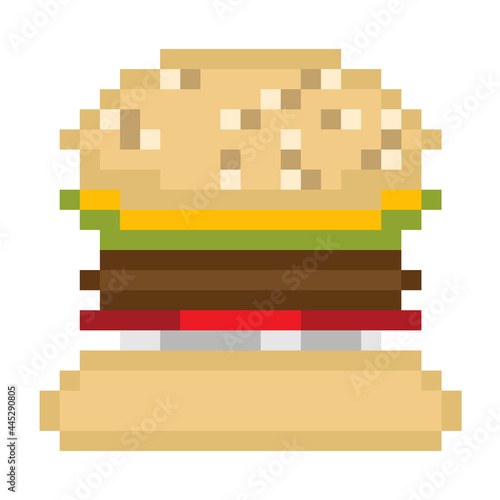 Pixel art burger icon illustration pixel art vector